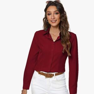 Atnlewhi Burgundy Blouse Size XXL